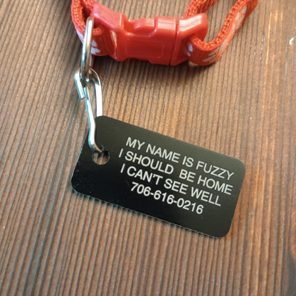 Black Rectangular Pet Tag