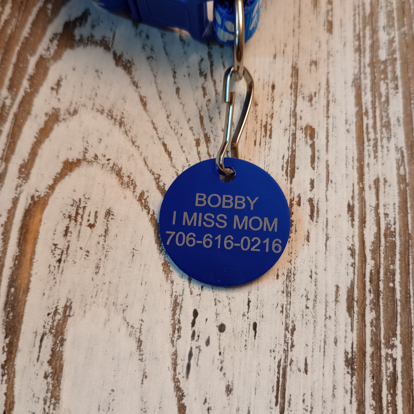 Dark Blue Round Pet Tag