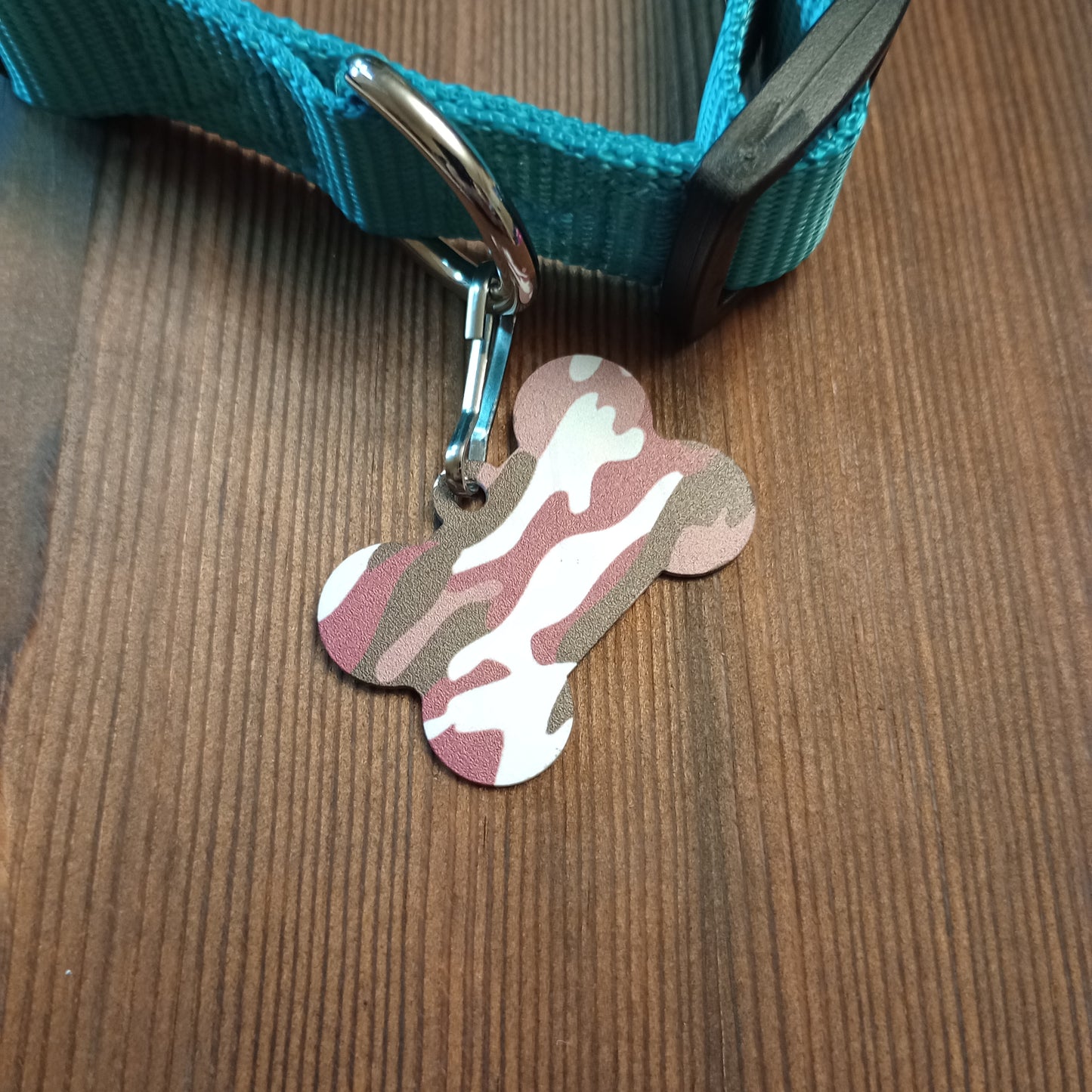 Pink Camo Bone Shaped Pet Tag