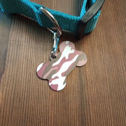 Pink Camo Bone Shaped Pet Tag