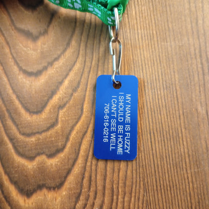 Dark Blue Rectangular Pet Tag