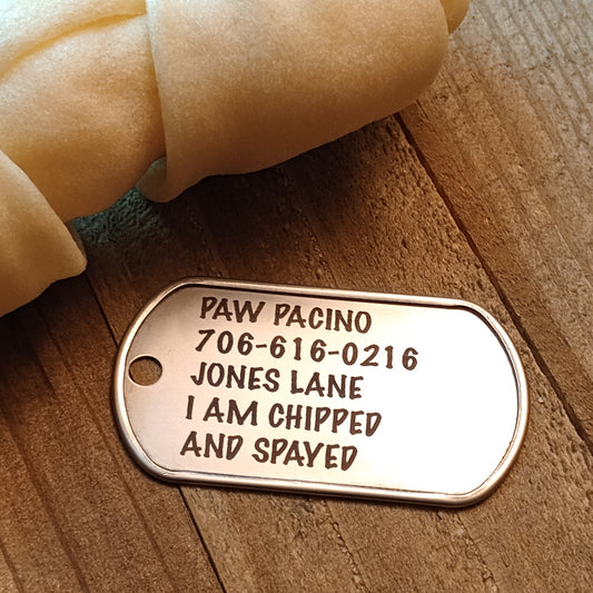 Laser Engraved Military Dog Tag Pet Tag