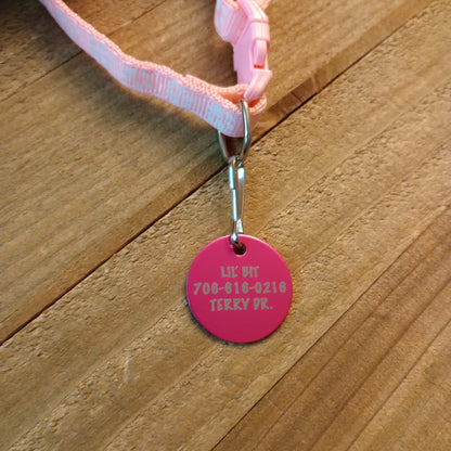 Dark Pink Round Pet Tag