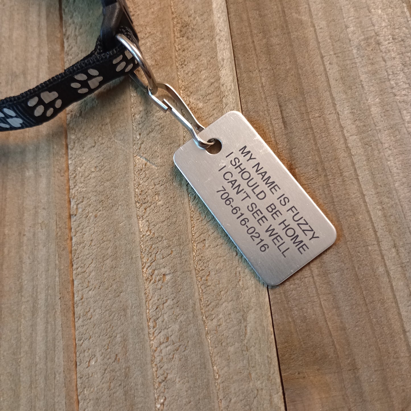 Silver Colored Rectangular Pet Tag