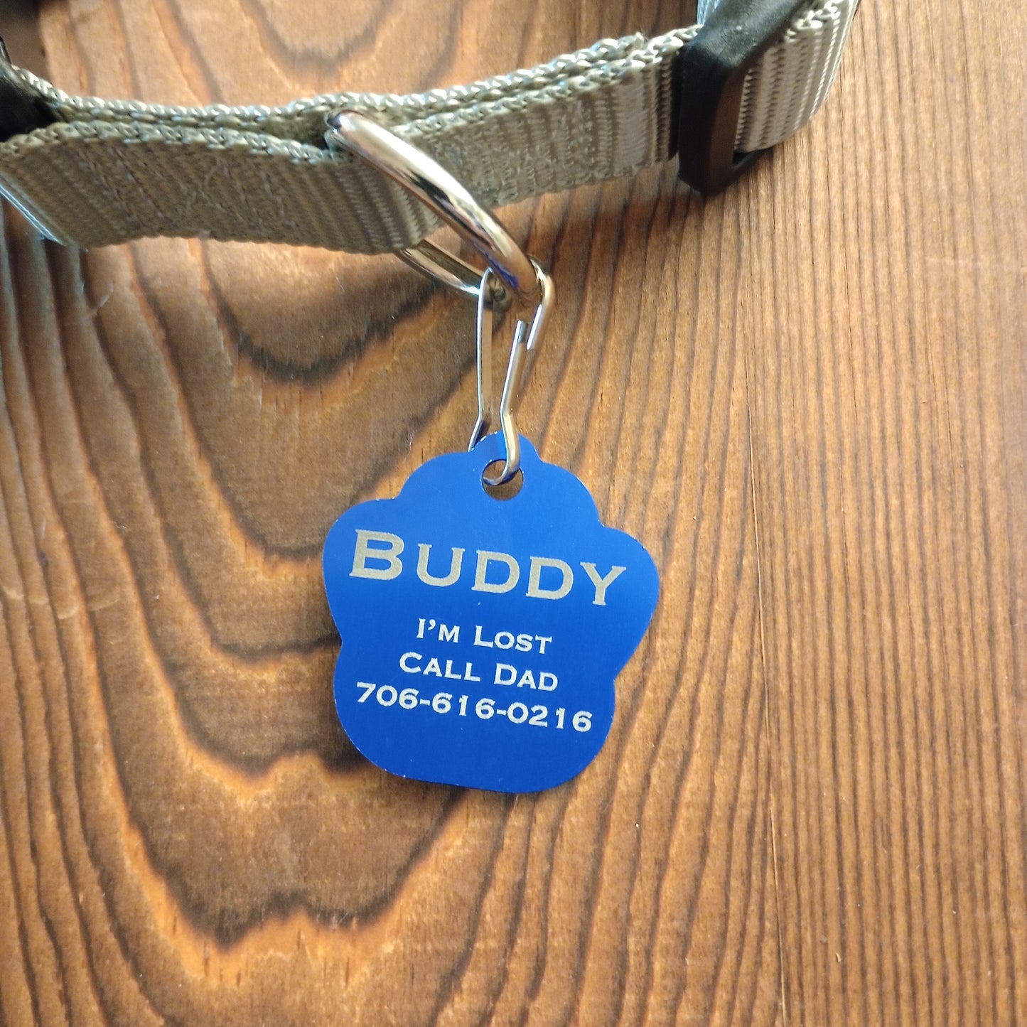 Dark Blue Large Paw Pet Tag (1.4 inch)