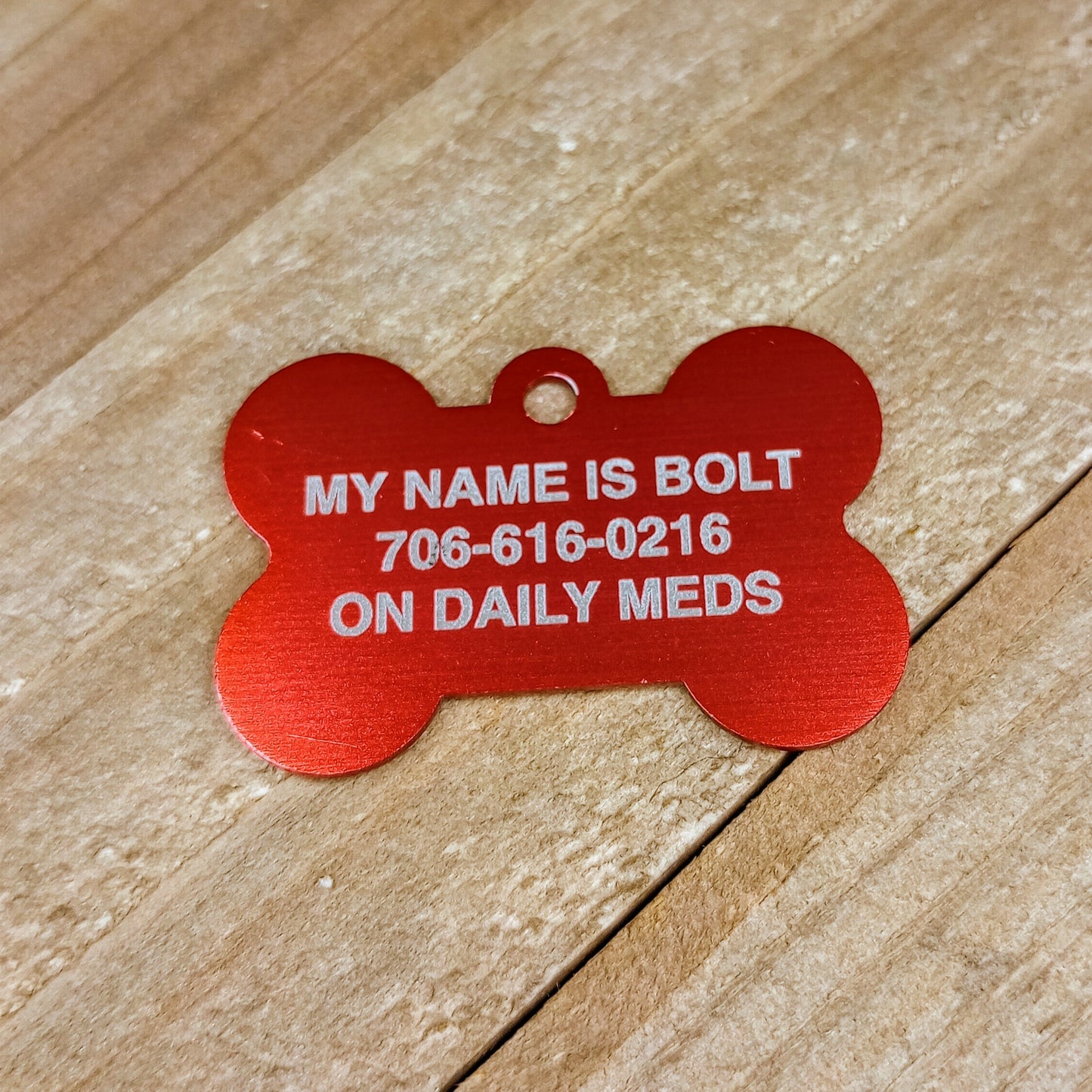 Red Bone Shaped Pet Tag