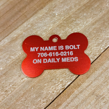 Red Bone Shaped Pet Tag