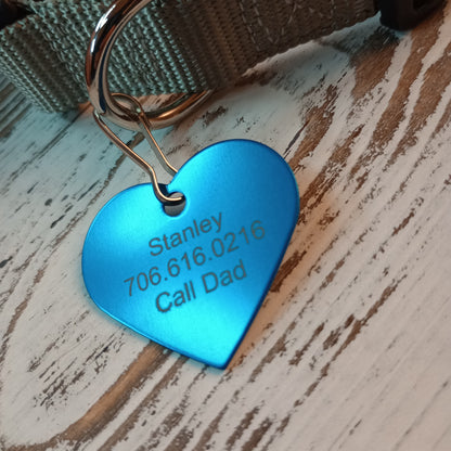 Light Blue Heart Shaped Pet Tag