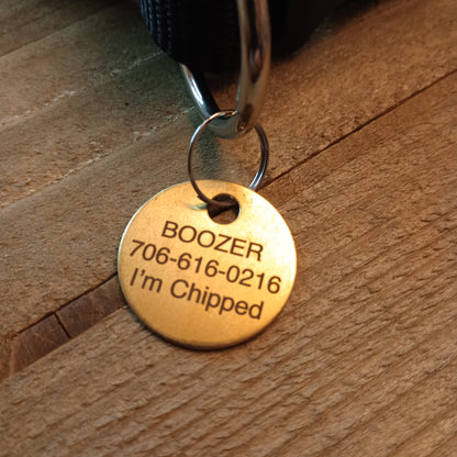 1 Inch Brass Round Pet Tag (C)