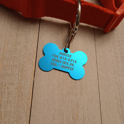 Light Blue Bone Shaped Pet Tag