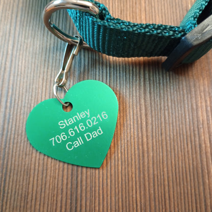 Green Heart Shaped Pet Tag