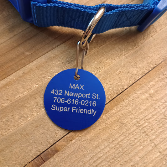 Dark Blue Round Pet Tag (1.4 inch)