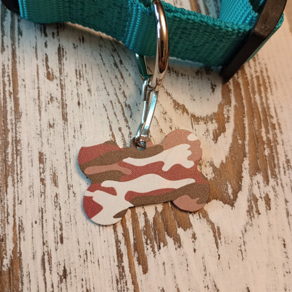 Pink Camo Bone Shaped Pet Tag