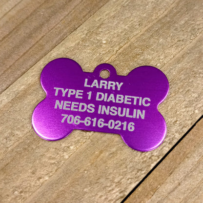 Purple Bone Shaped Pet Tag