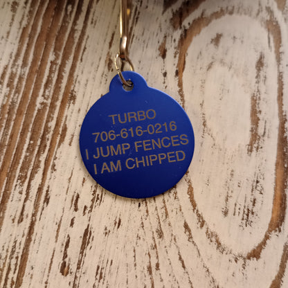 Blue Round Pet Tag 1.25 inch