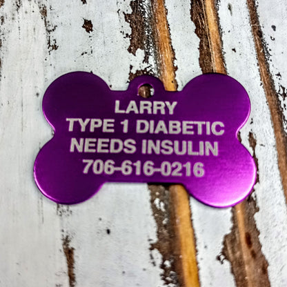 Purple Bone Shaped Pet Tag