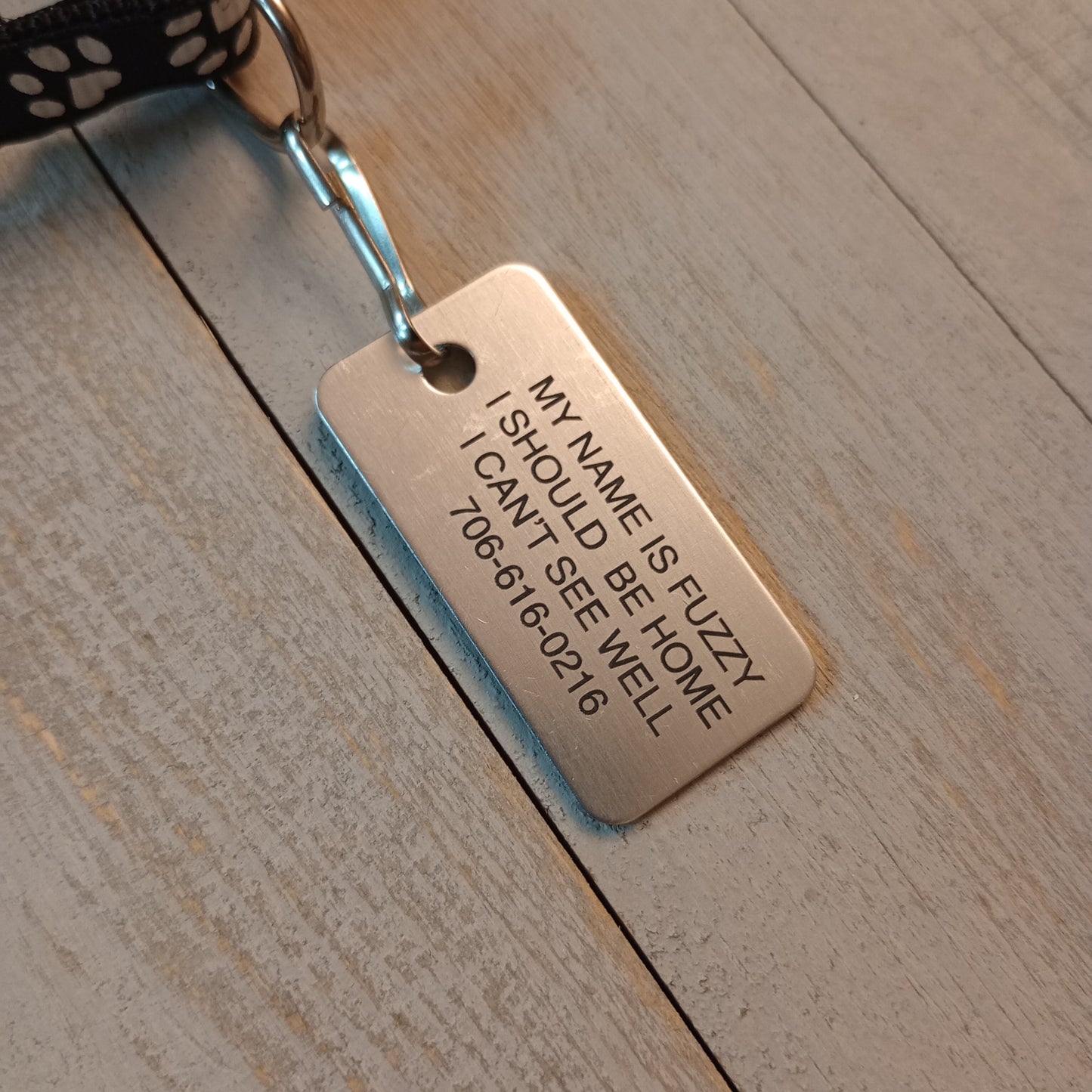 Silver Colored Rectangular Pet Tag