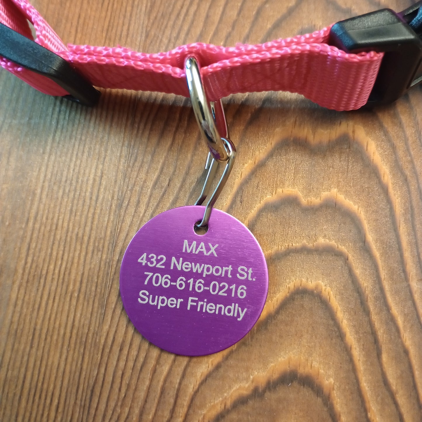 Purple Round Pet Tag (1.4 inch)