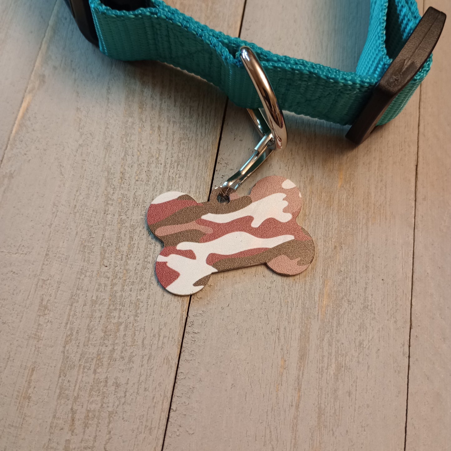 Pink Camo Bone Shaped Pet Tag