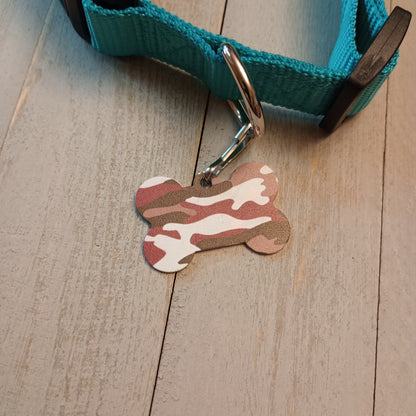 Pink Camo Bone Shaped Pet Tag