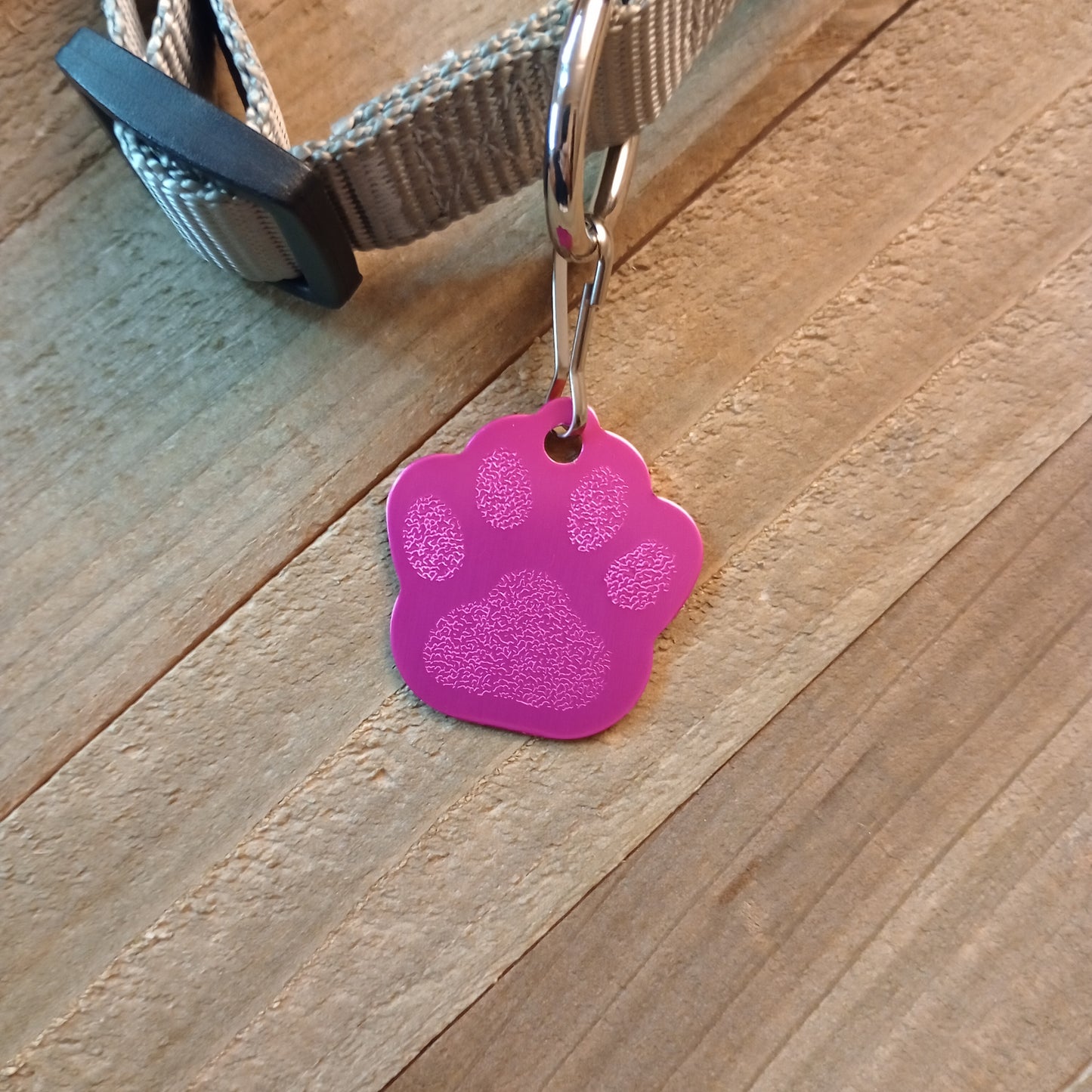 Dark Pink Large Paw Pet Tag (1.4 inch)