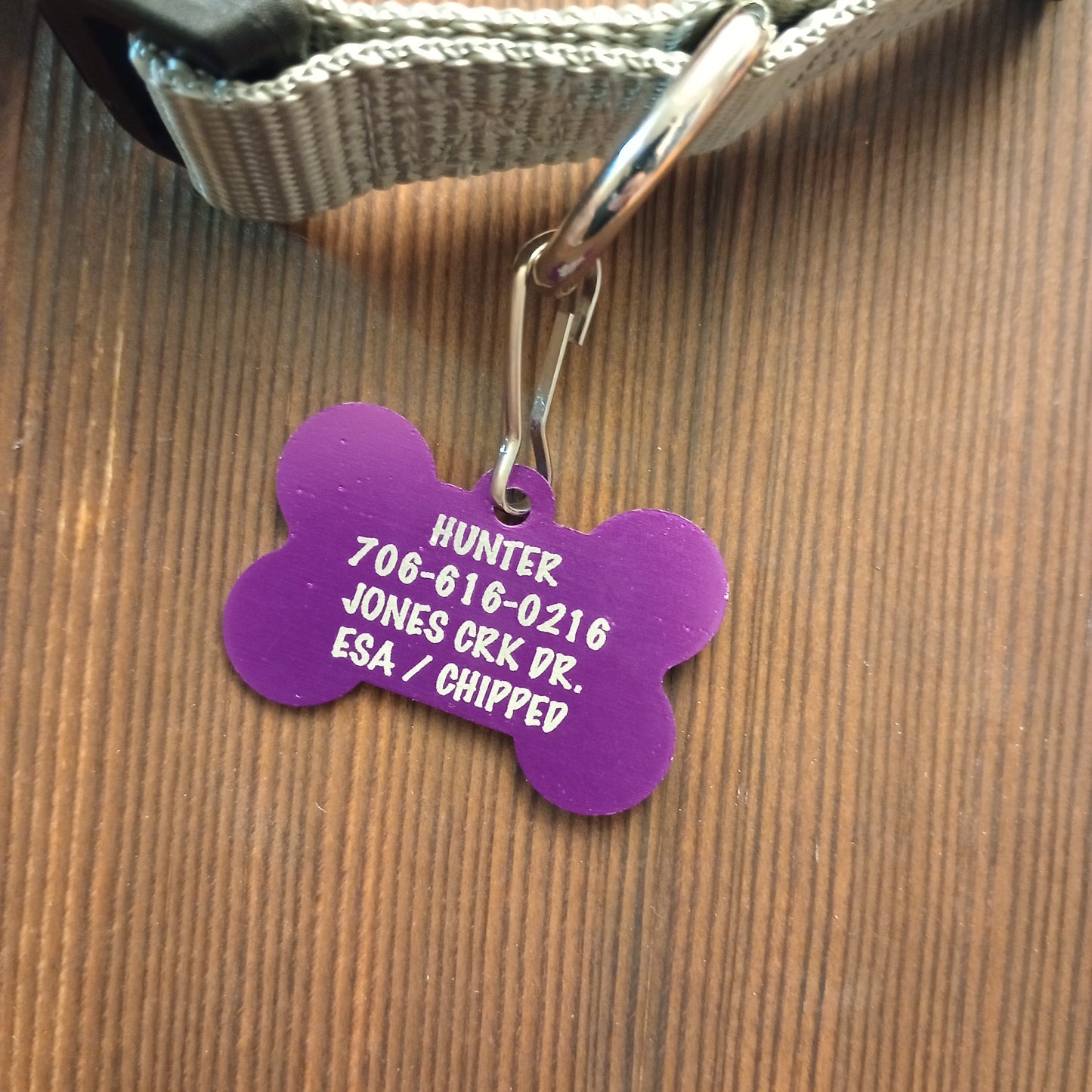 Purple Bone Shaped Pet Tag