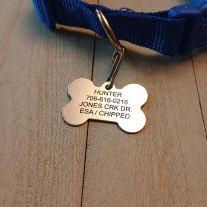 Blue Camo Bone Shaped Pet Tag