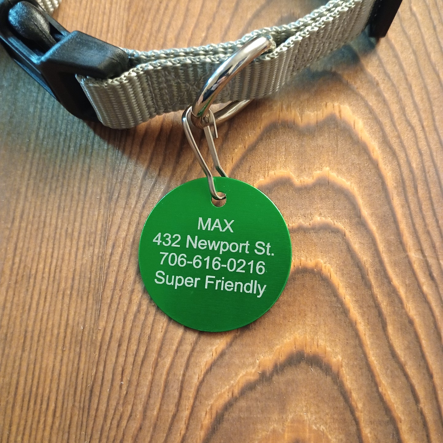 Green Round Pet Tag (1.4 inch)