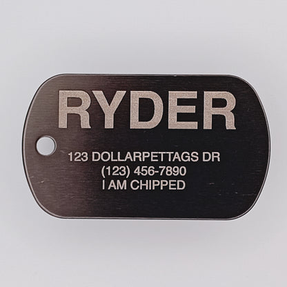 Black Military Style Pet Tag