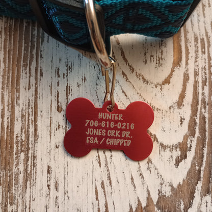 Dark Pink Bone Shaped Pet Tag