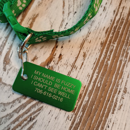 Green Rectangular Pet Tag,