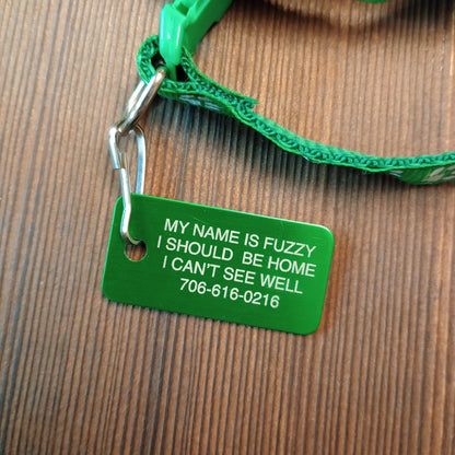 Green Rectangular Pet Tag,