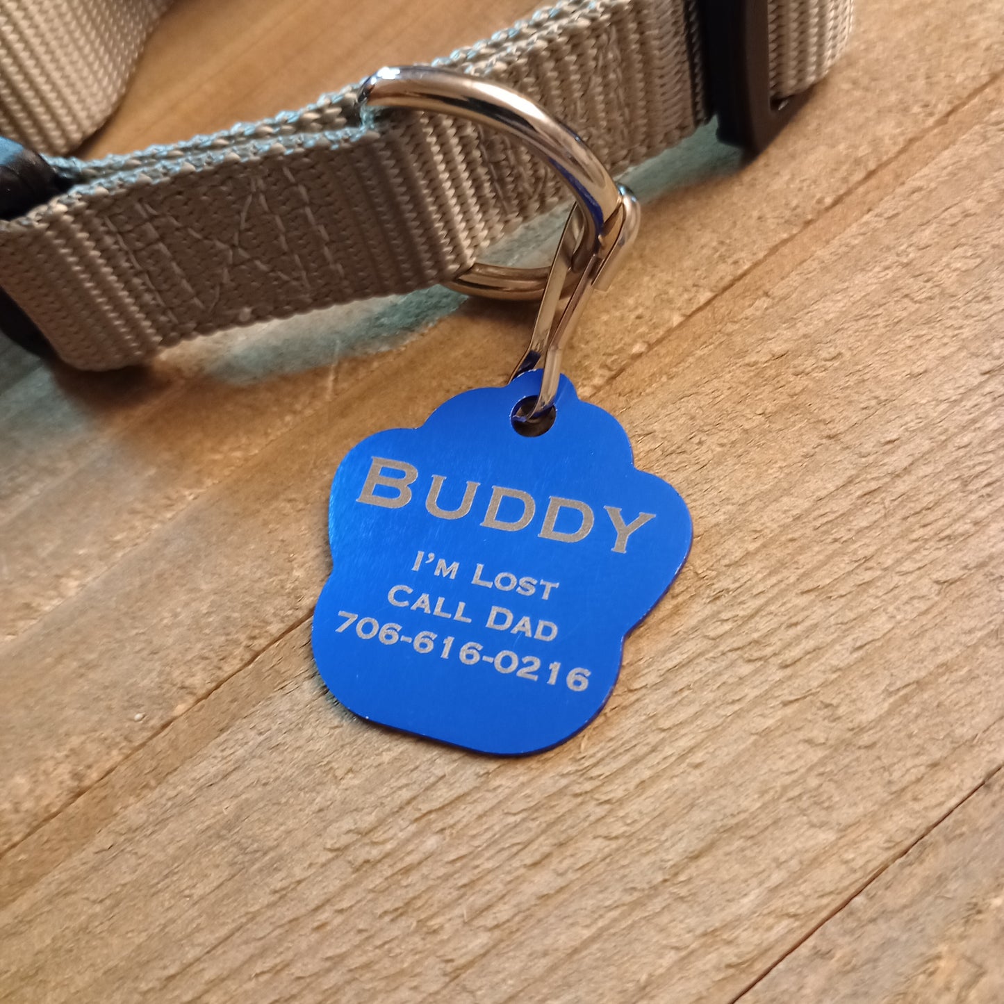 Dark Blue Large Paw Pet Tag (1.4 inch)