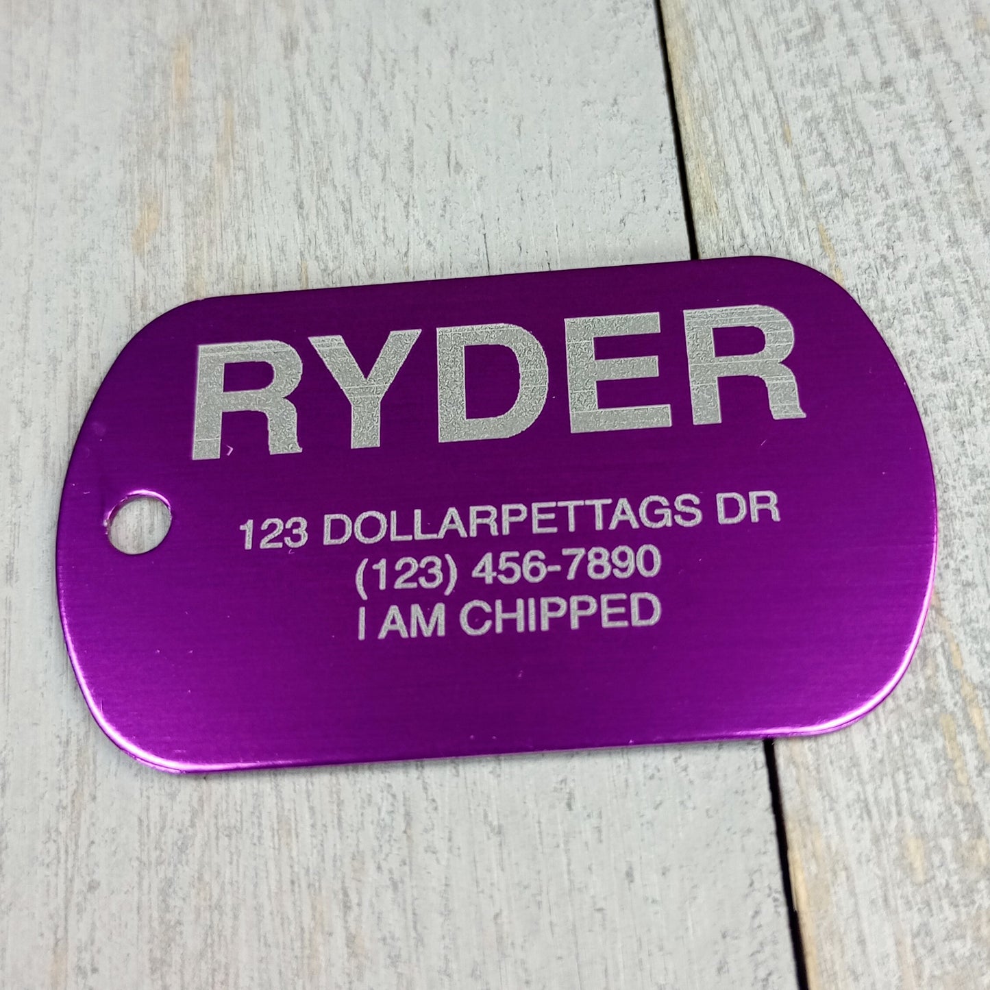 Purple Military Style Pet Tag