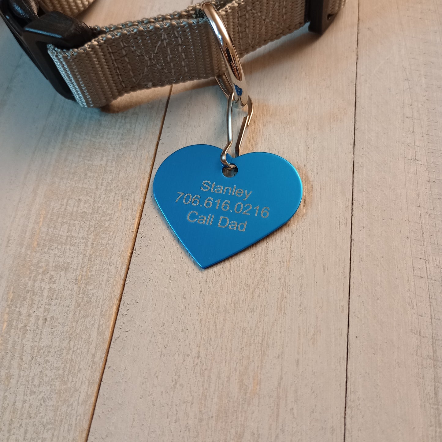 Light Blue Heart Shaped Pet Tag