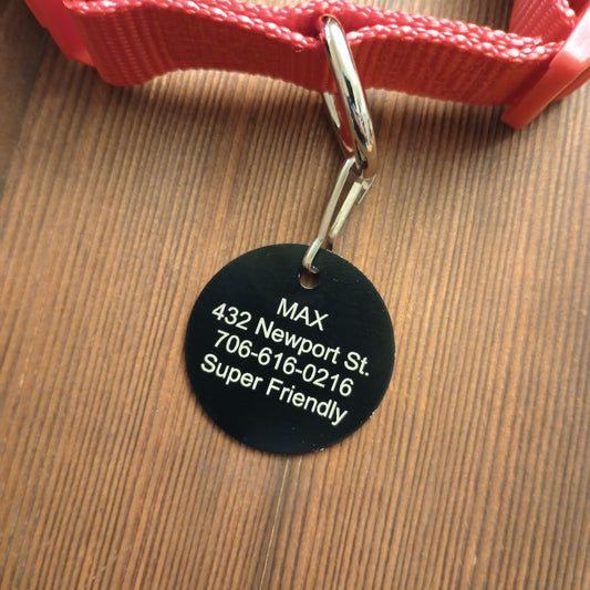 Black Round Pet Tag (1.4 inch)