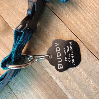 Black Large Paw Pet Tag (1.4 inch)