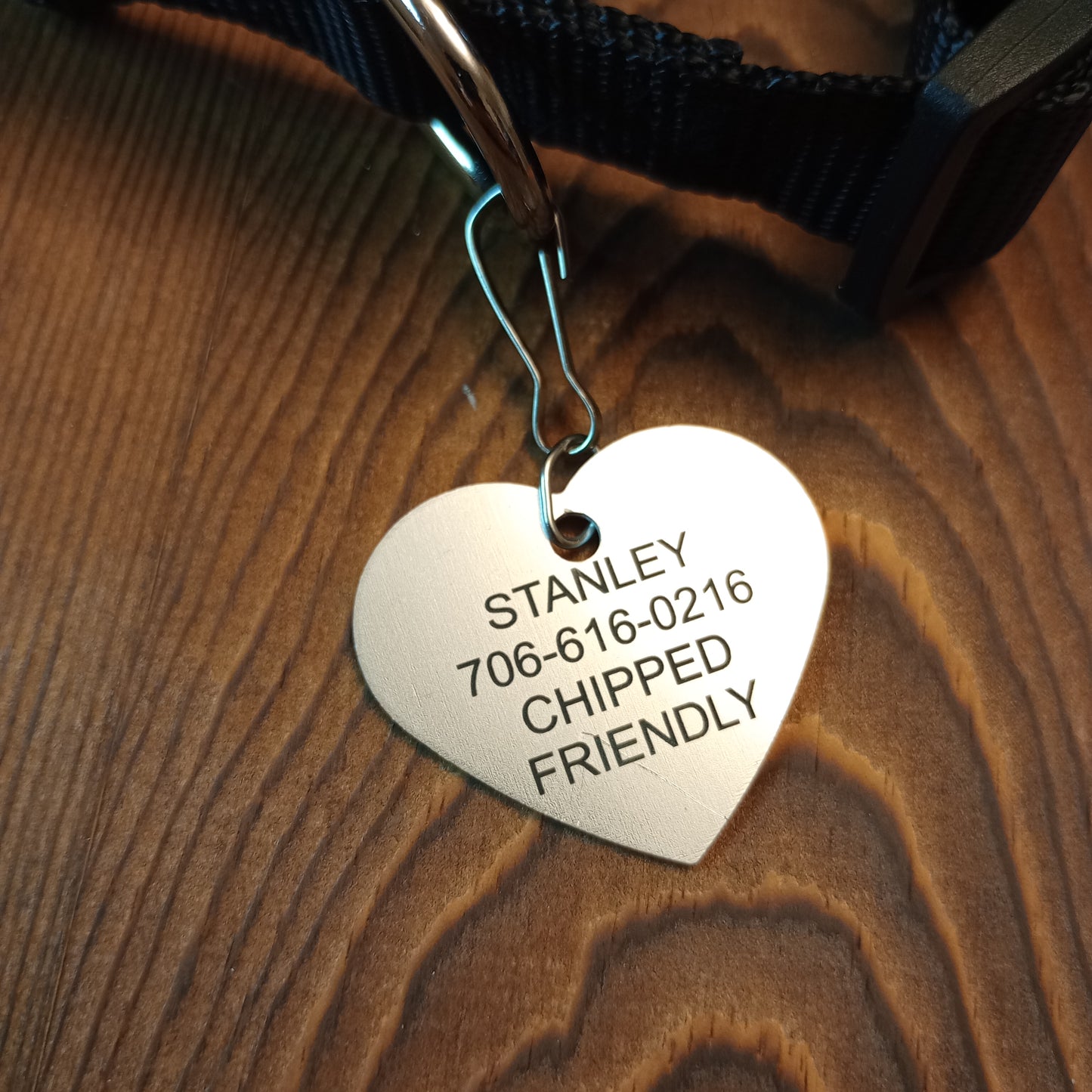 Silver Colored Heart Shaped Pet Tag