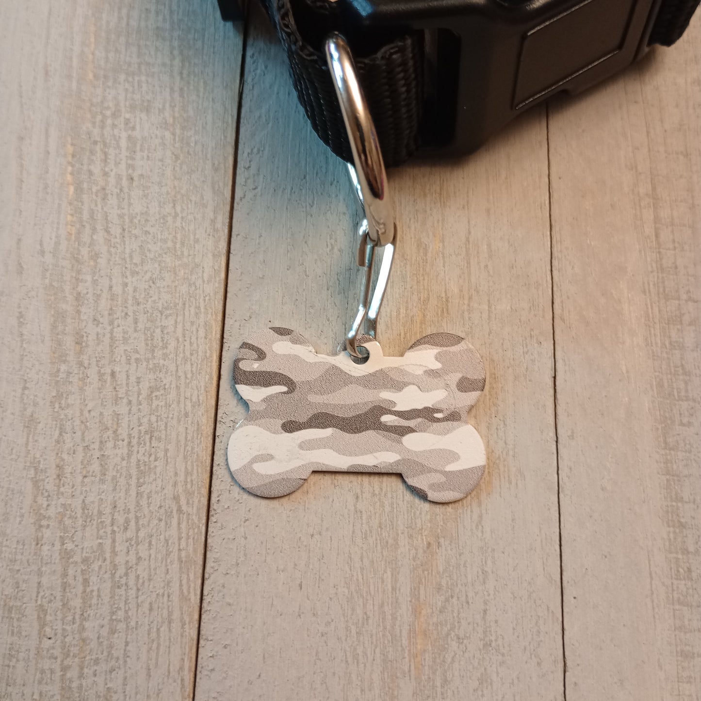 Gray Camo Bone Shaped Pet Tag