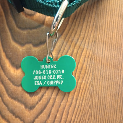 Green Bone Shaped Pet Tag.