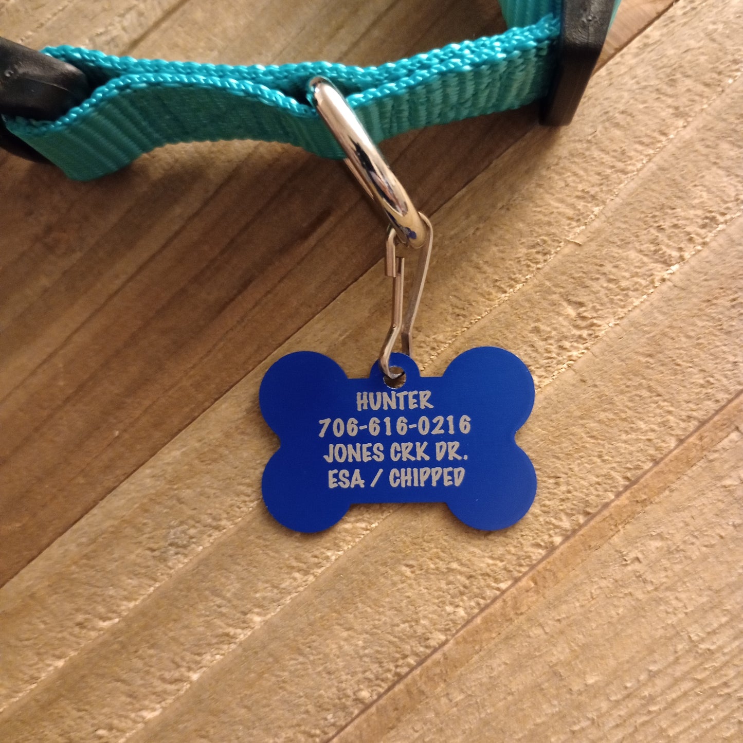 Dark Blue Bone Shaped Pet Tag