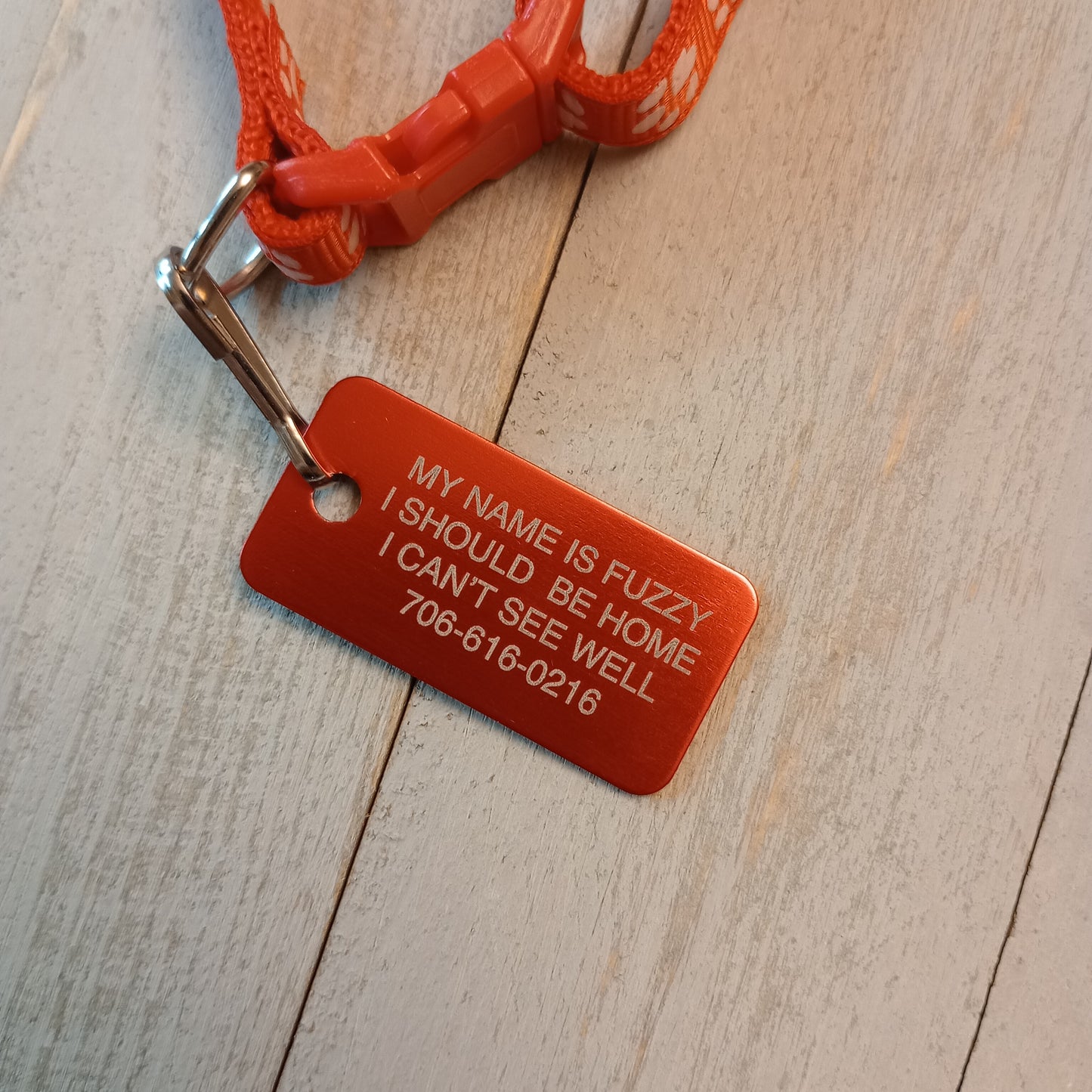 Red Rectangular Pet Tag.