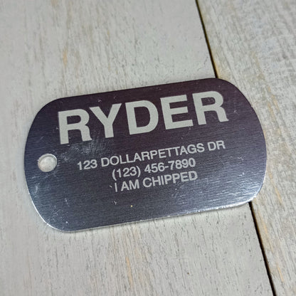 Silver Colored Military Style Pet Tag.