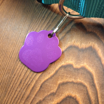 Purple Large Paw Pet Tag (1.4 inch)