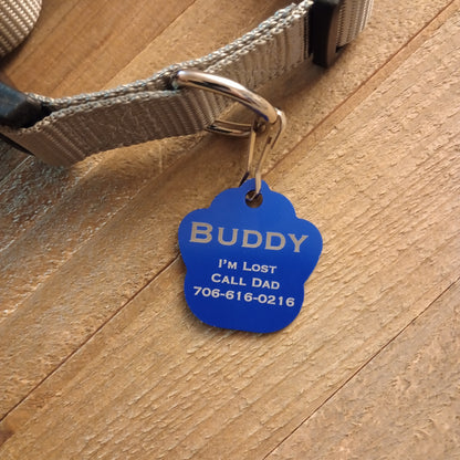 Dark Blue Large Paw Pet Tag (1.4 inch)