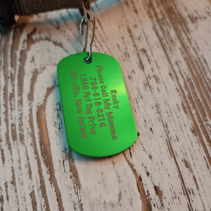 Green Military Style Pet Tag