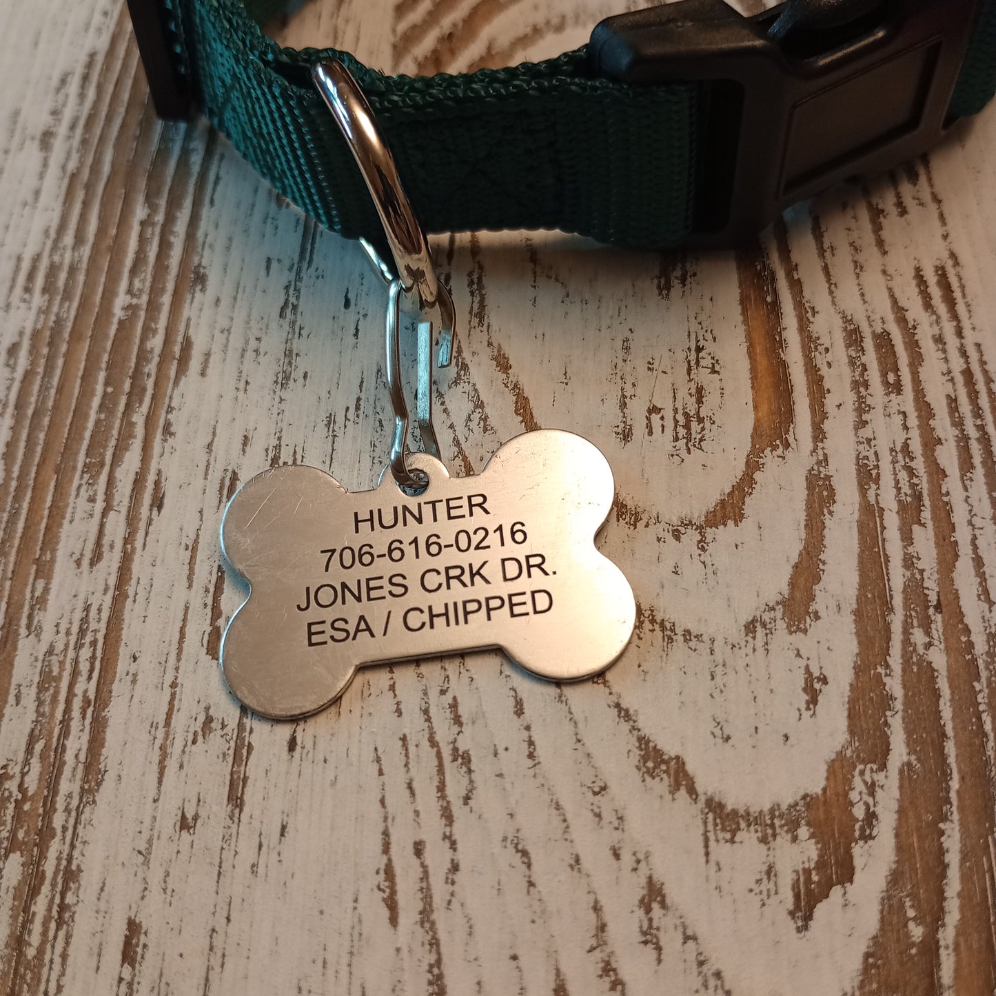 Darker Green Camo Bone Shaped Pet Tag.