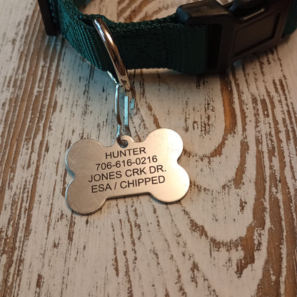 Darker Green Camo Bone Shaped Pet Tag.