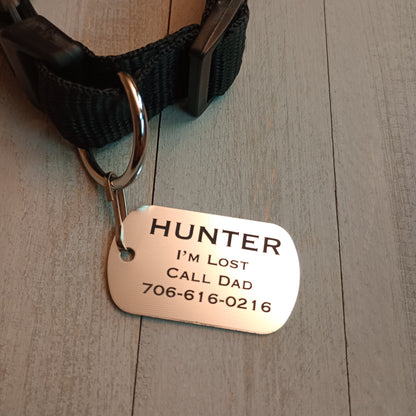 Silver Colored Military Style Pet Tag.