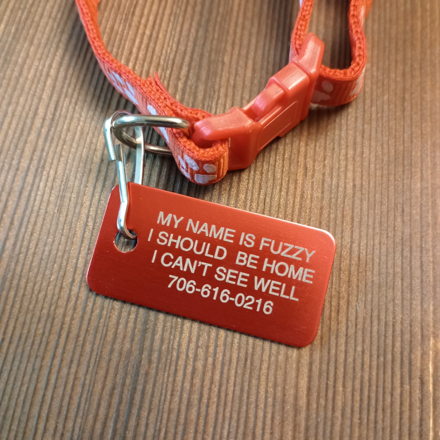 Red Rectangular Pet Tag.